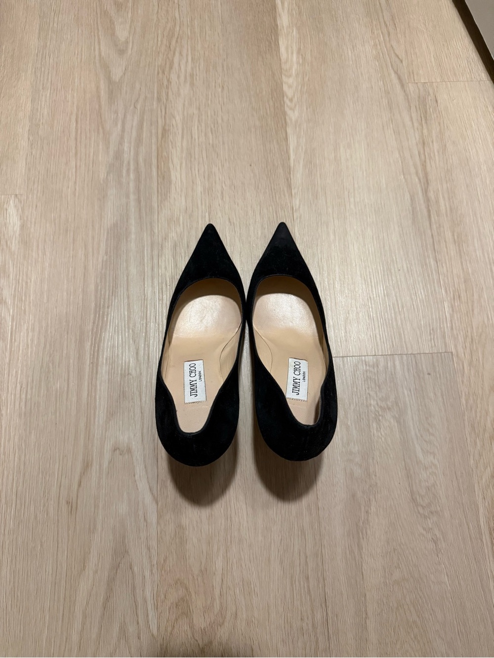 Jimmy Choo Black Suede Pointed Pumps with Stiletto Heel - Picture 3 of 4